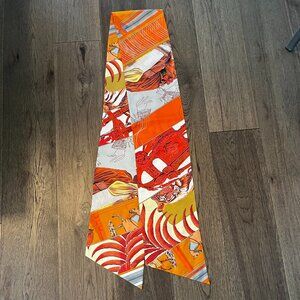 Hermes Long Silk Scarf with Western motif